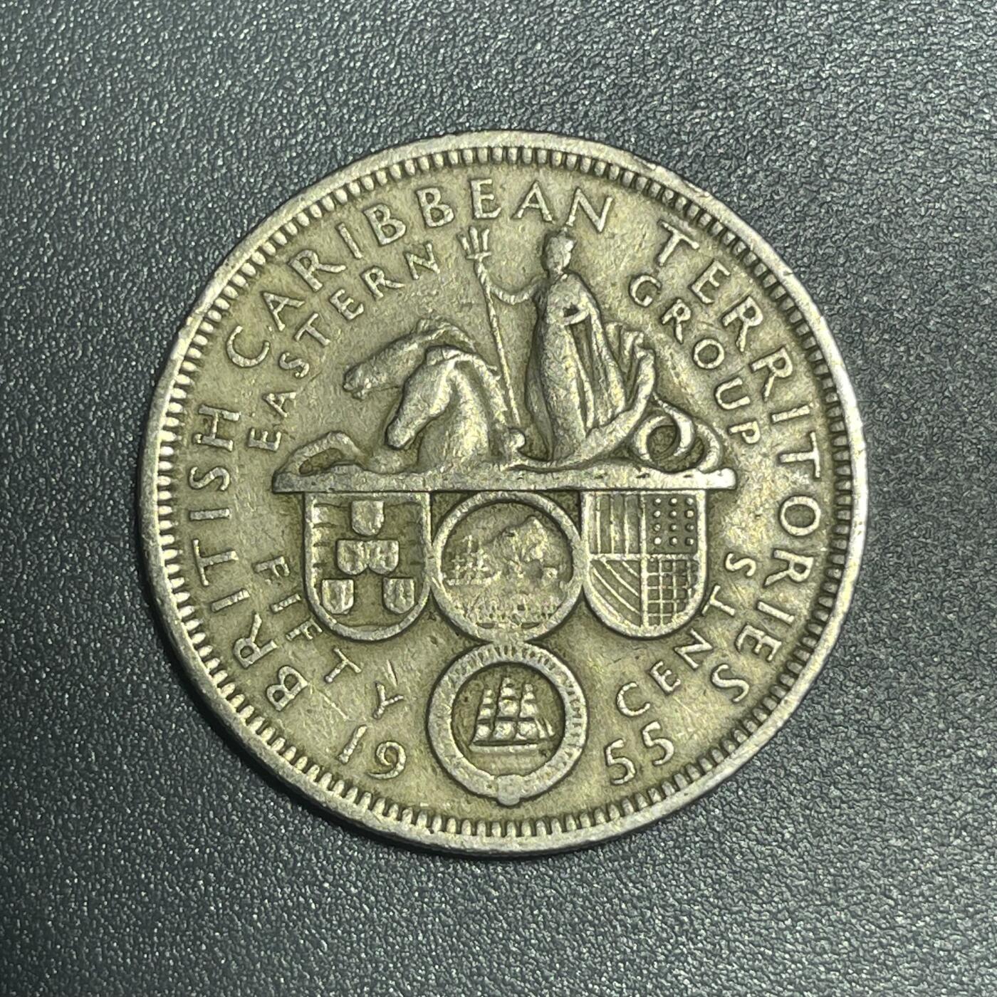 回流1215 英属东加勒比1955年50分镍币