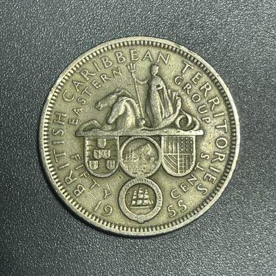 回流1215 - 英属东加勒比1955年50分镍币