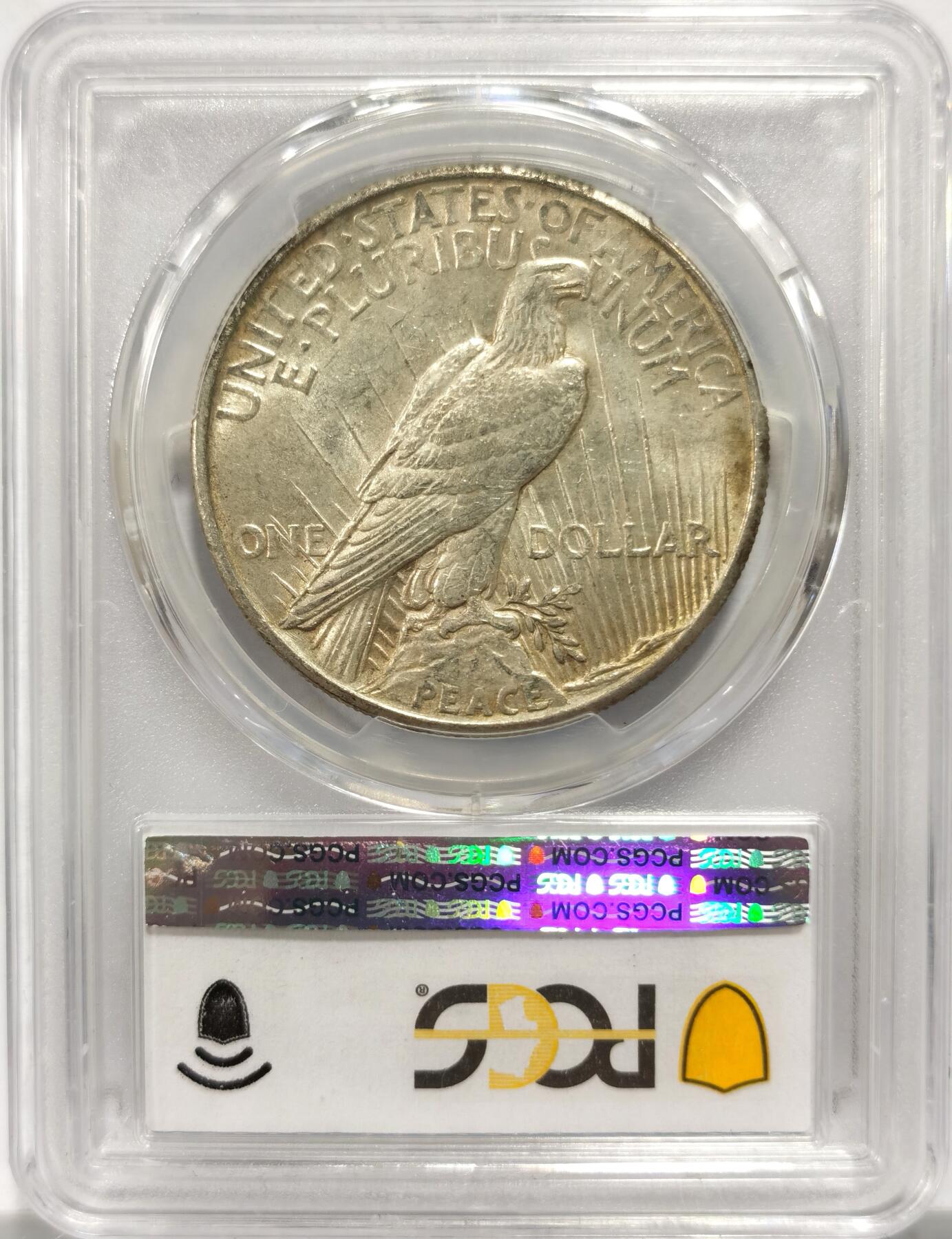 博洋堂藏家专场系列之美国钱币白金之夜专场②暨第152期（全场包邮）  PCGS MS62 美国1921 首年和平 高浮雕 打制精美 双面老包浆 底板完美