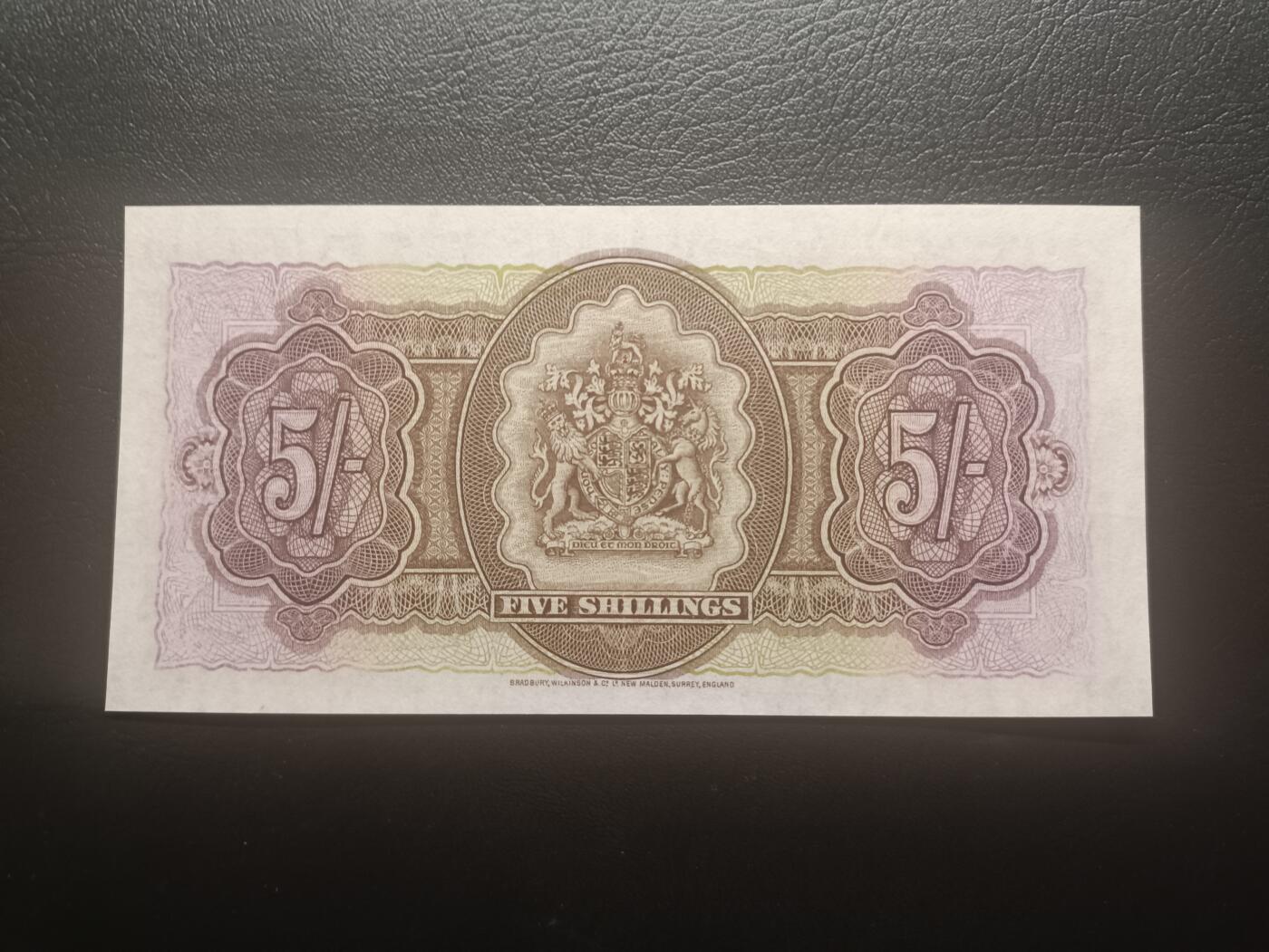 2025十二月第二期，总207期 英属百慕大1952年5先令AUNC此年份首冠K/1，青年女王和总督府徽章