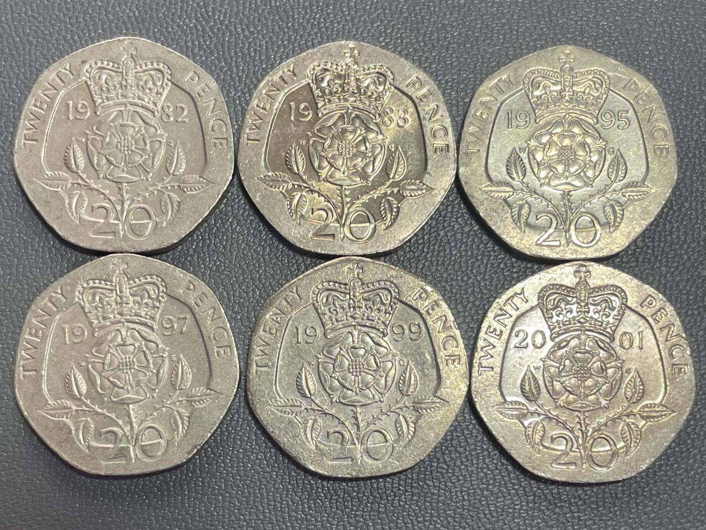 回流1208 英国7边形25便士皇家玫瑰6枚