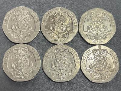 回流1208 - 英国7边形25便士皇家玫瑰6枚