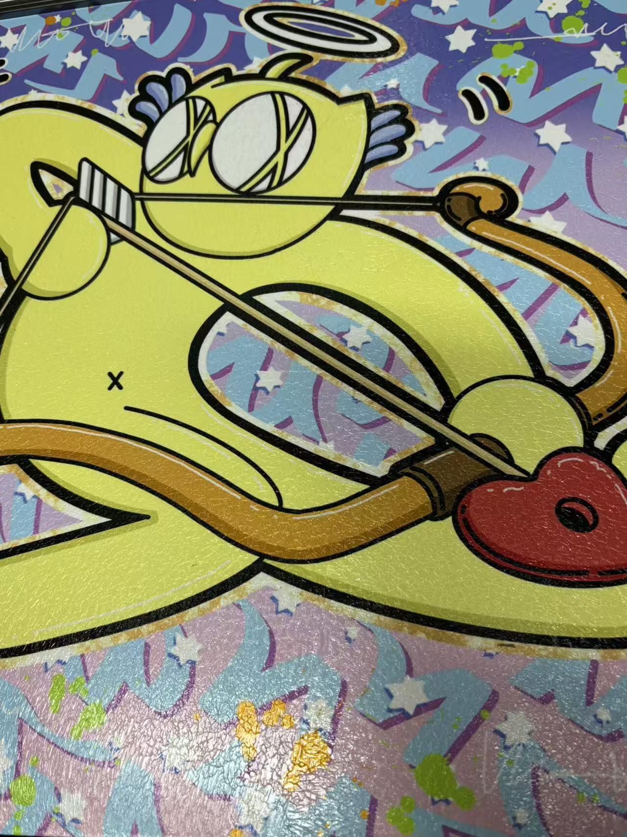 零元拍：歪歪 OWSON 系列作品装饰肌理画《十二星座-射手座》，相框尺寸35/35CM。因展品出展，镜框可能有轻微划痕，介意勿拍