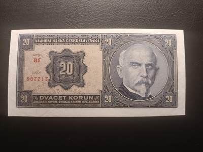 2025十二月第二期，总207期 - 捷克斯洛伐克1926版20克朗UNC打孔票样，首任财政部长拉辛和斯特凡尼克将军，少见早期品种
