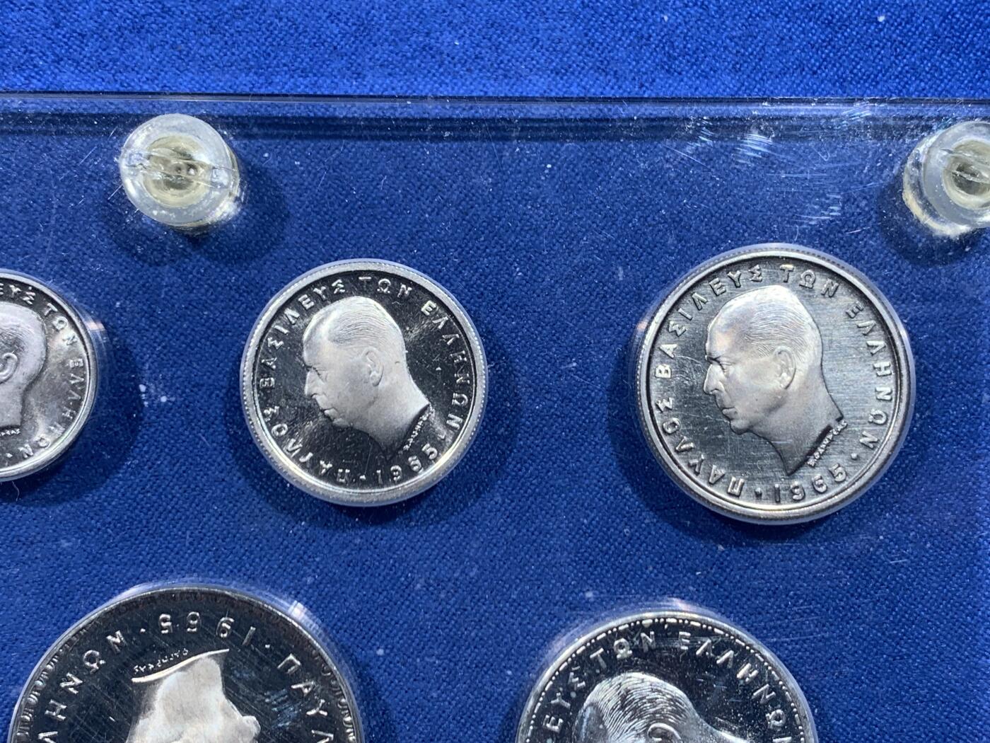 《竞宝斋》第446场 周日，周一，2场连拍 （全场包邮） 希腊 1965年 7枚装 精制币 非常难得的品种 状态也好