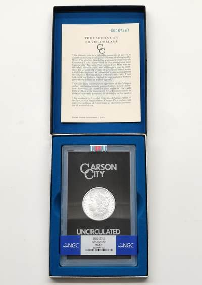 博洋堂藏家专场系列之美国钱币白金之夜专场②暨第152期（全场包邮）  - NGC MS64 美国1880 CC 摩根 卡森厂稀有年份 GSA大封装 盒证皆全 麦稀奇所见最高分 品相完美