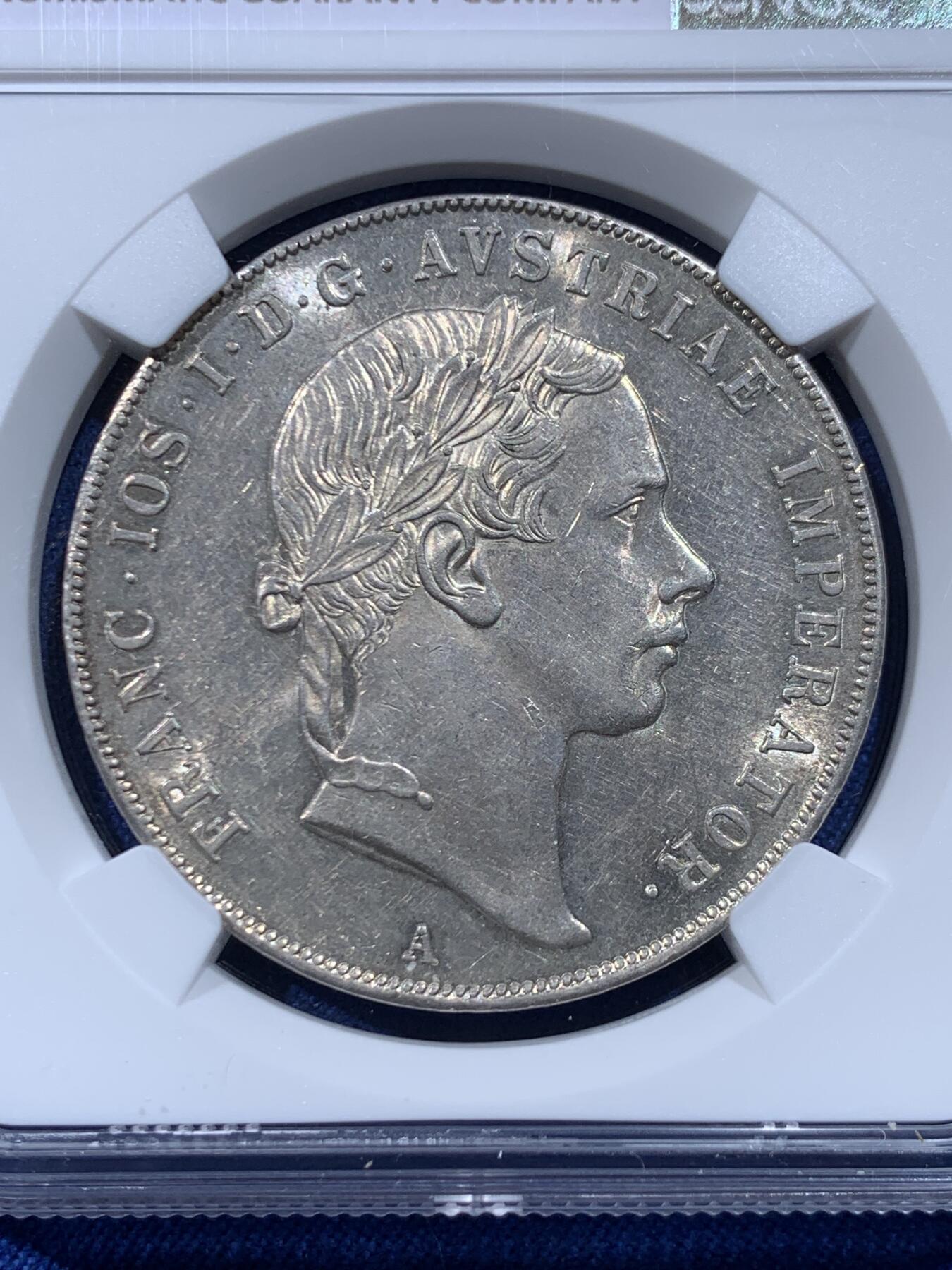 《竞宝斋》第446场 周日，周一，2场连拍 （全场包邮） NGC MS62 奥地利帝国1853年弗兰茨约瑟夫一世协议1泰勒 最稀少的头像版本 更高分只有4枚