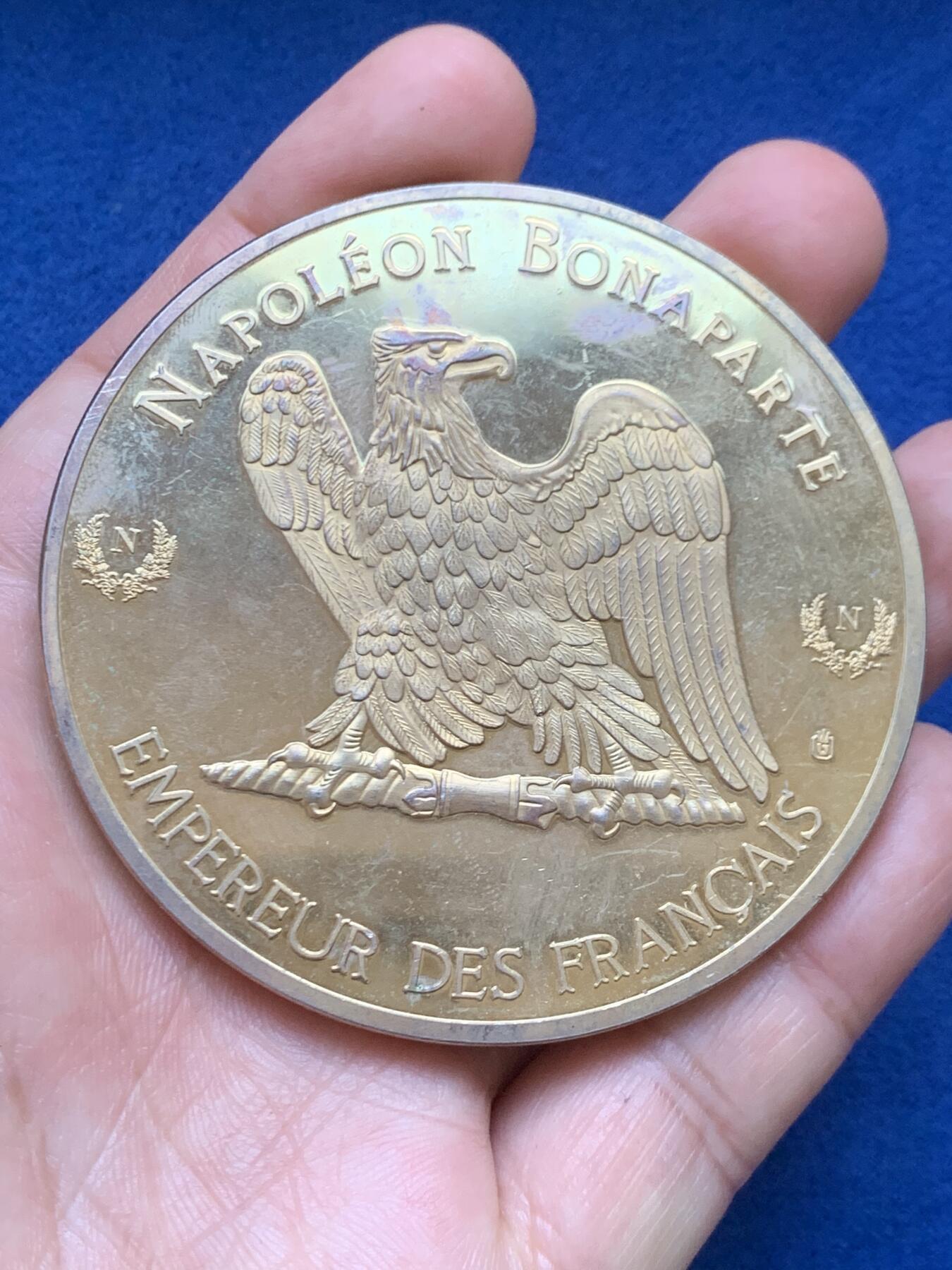 《竞宝斋》第446场 周日，周一，2场连拍 （全场包邮） 法国滑铁卢战役纪念章 120克 69.5mm