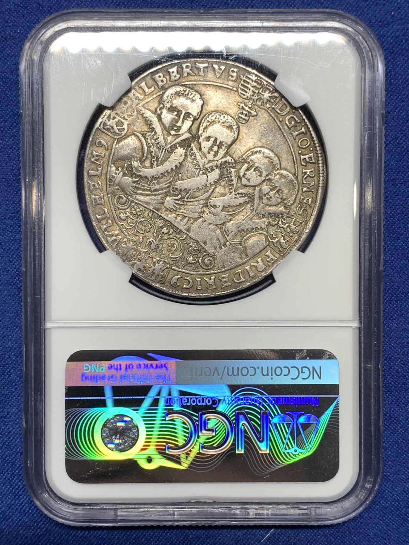 《竞宝斋》第446场 周日，周一，2场连拍 （全场包邮） NGC VF30 德国萨克森-魏玛1613年八兄弟1泰勒银币，稀少，人像清晰400多年状态难得