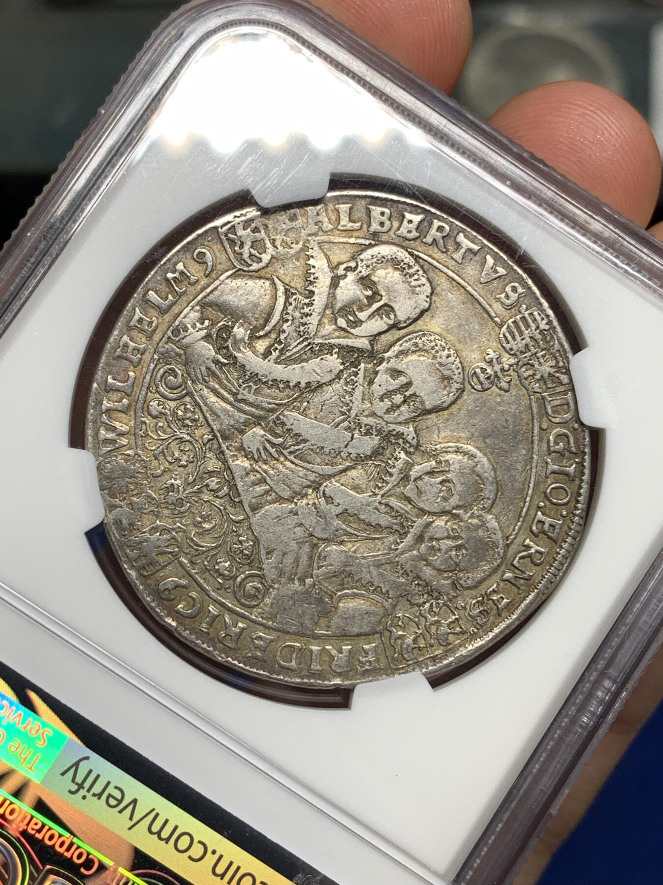 《竞宝斋》第446场 周日，周一，2场连拍 （全场包邮） NGC VF30 德国萨克森-魏玛1613年八兄弟1泰勒银币，稀少，人像清晰400多年状态难得