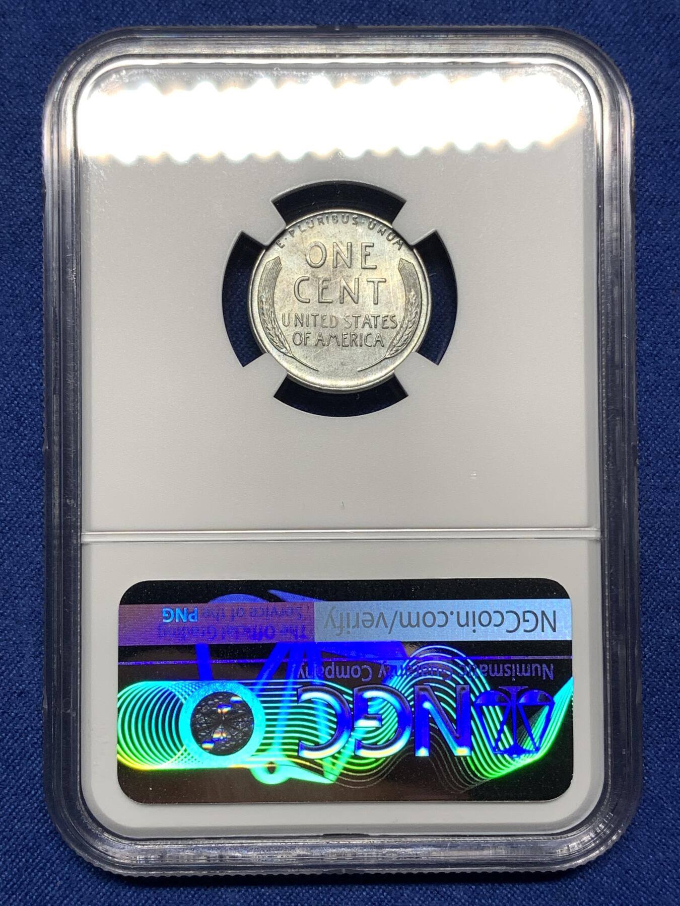 《竞宝斋》第446场 周日，周一，2场连拍 （全场包邮） NGC MS64 美国1943年1美分铁币，独立年份，二战时期特殊材质，少见S版