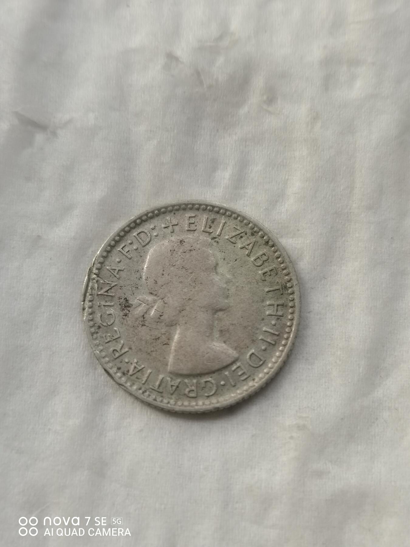 外国银币 56年澳大利亚6便士银币