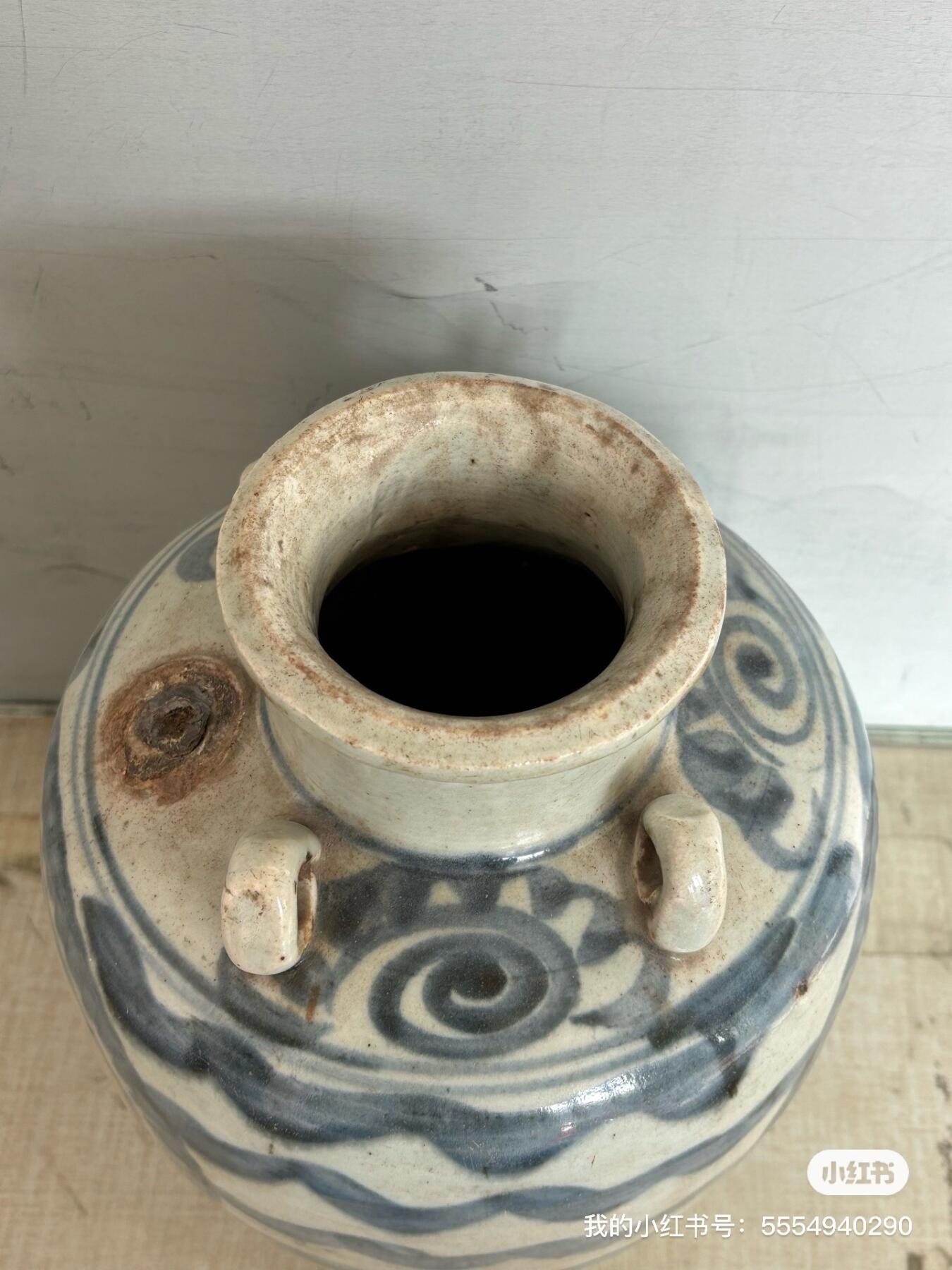 明代青花四系罐实物如图按图发货包邮到家，包老到代