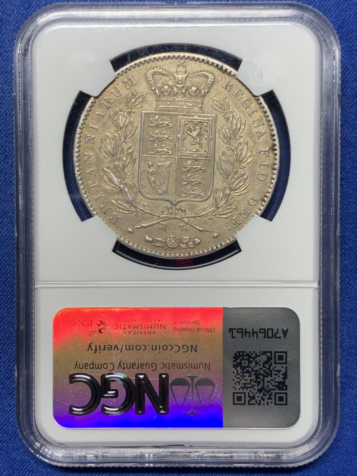 《竞宝斋》第446场 周日，周一，2场连拍 （全场包邮） NGC AUD 英国1844年小维克朗，英系经典，人像在au中都属于好品，金色包浆超美，一个小磕，错过不再有。