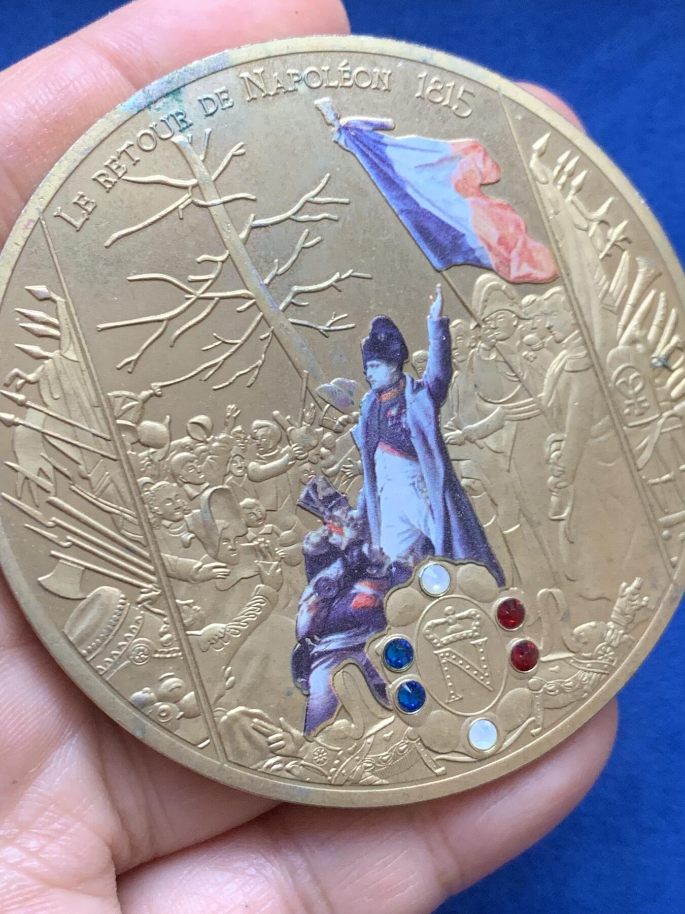 《竞宝斋》第446场 周日，周一，2场连拍 （全场包邮） 法国滑铁卢战役纪念章 120克 69.5mm