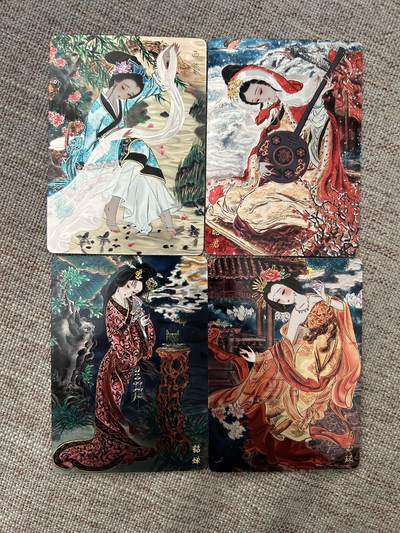 喜灰玩卡首拍第一期免佣金 - 山河潮玩心染老师绘四大美女光刻工艺