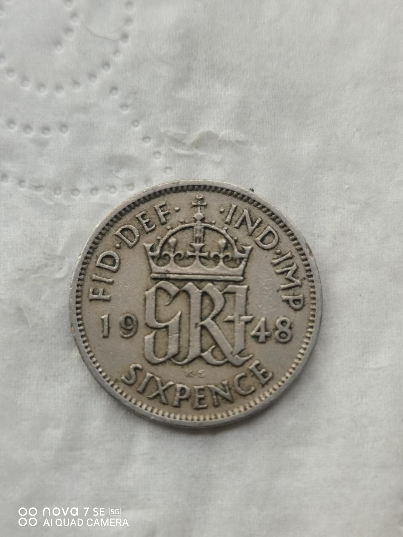 外国硬币 48年英国6便士