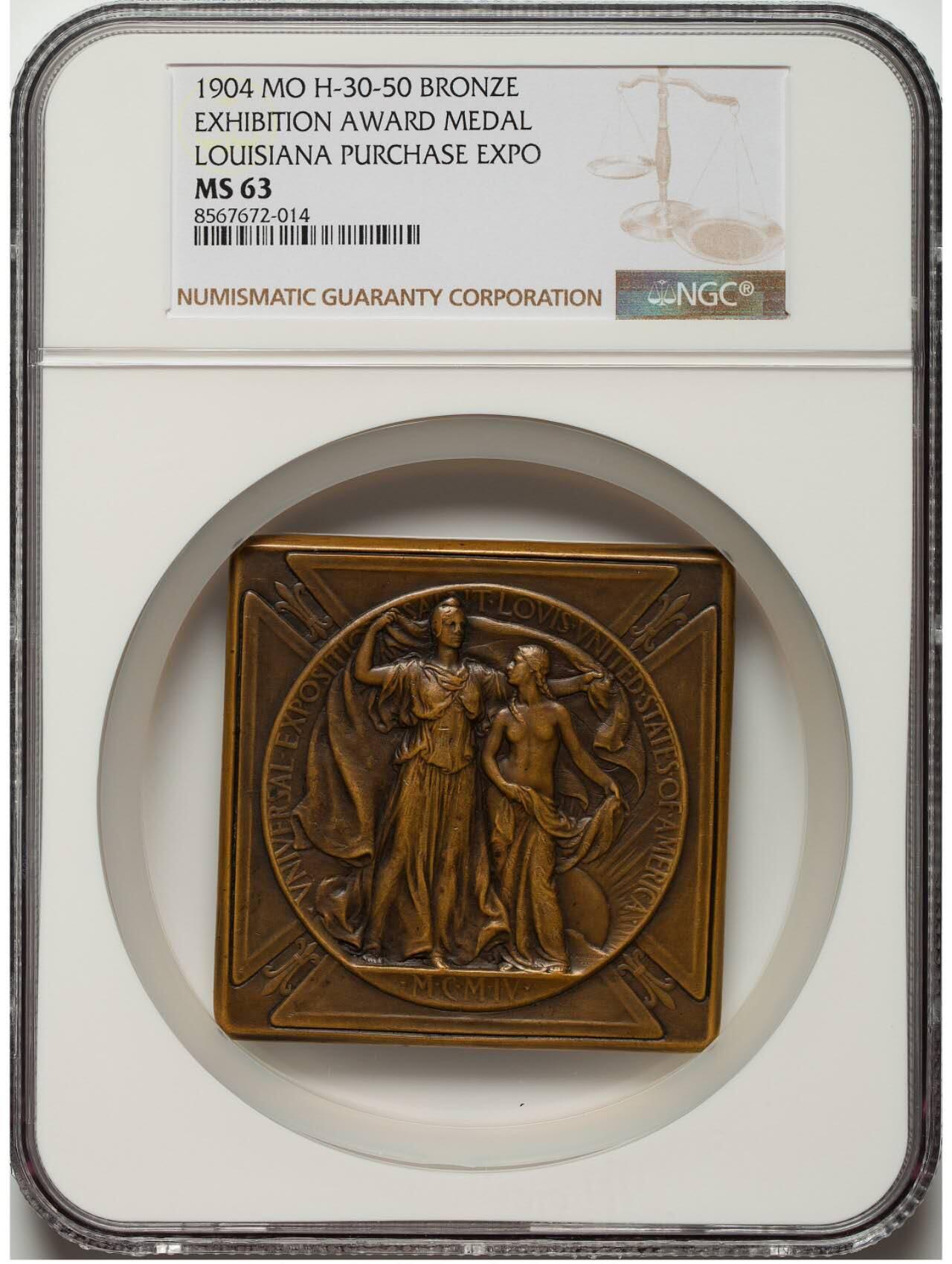 NGC评级1904年美国路易斯安那购地博览会银奖章