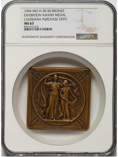 NGC评级1904年美国路易斯安那购地博览会银奖章 - NGC评级1904年美国路易斯安那购地博览会银奖章