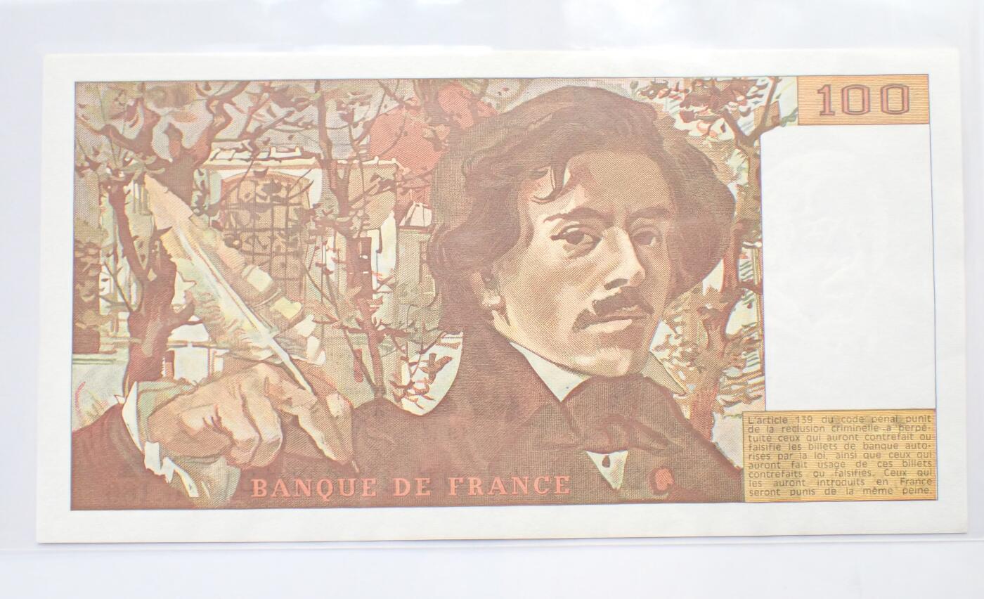 古楚泉社世界钱币专场NO.2 全新法国1991年100法郎纸币-自由引导人民