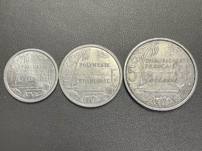 回流1208 - 法属波利尼西亚1、2、5法郎3枚
