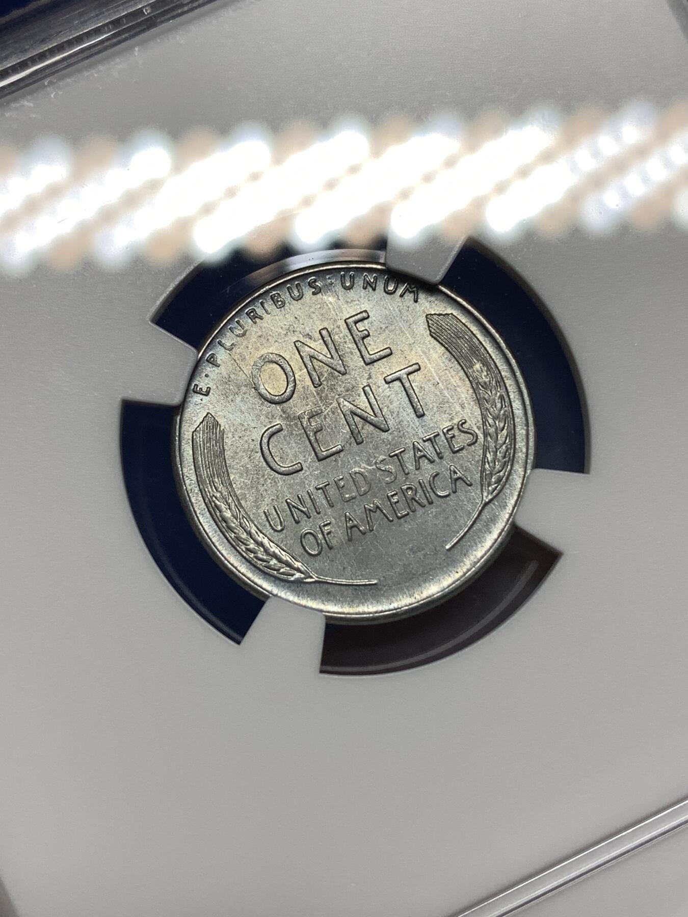 《竞宝斋》第446场 周日，周一，2场连拍 （全场包邮） NGC MS64 美国1943年1美分铁币，独立年份，二战时期特殊材质，少见S版