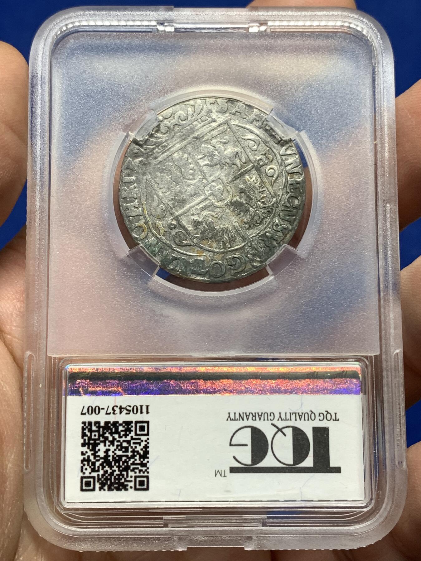 《竞宝斋》第446场 周日，周一，2场连拍 （全场包邮） TQG VF30 波兰立陶宛联邦 1623年 1/4泰勒 银币 西吉斯蒙德三世在位时期发行 打制良好 细节尚可 少见品种