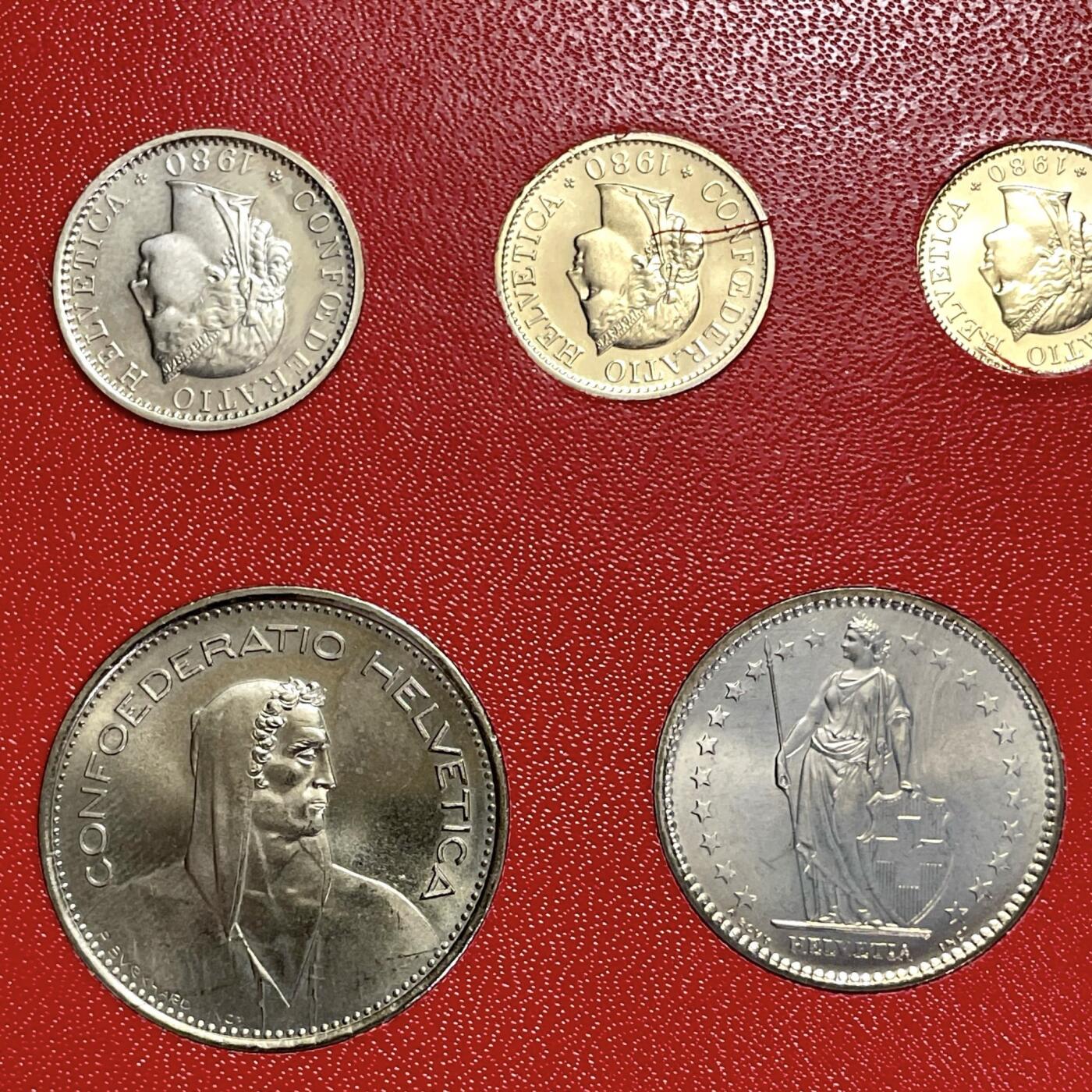 回流1208 全新 瑞士1980年套币卡册 8枚全