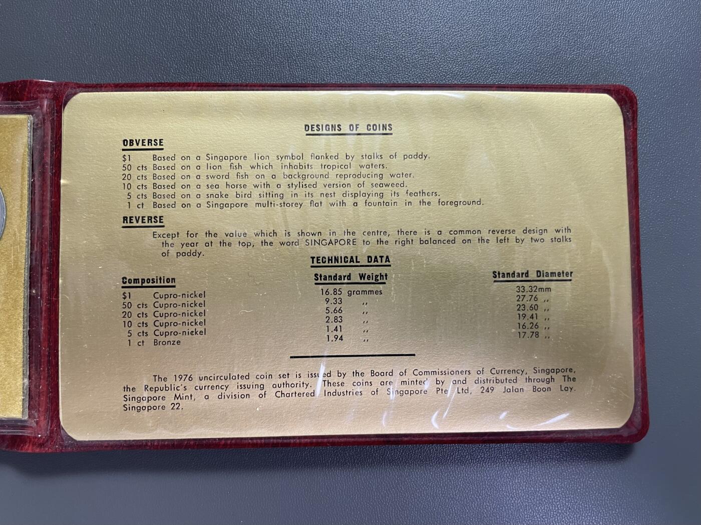 回流1208 原装美品 新加坡1976年龙年硬币纪念册