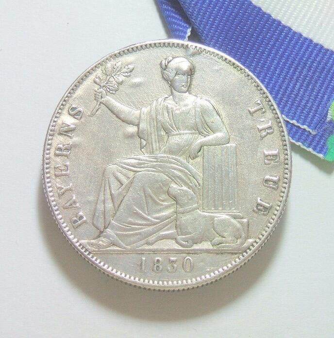 【银】德国巴伐利亚1830年 女神拿花1泰勒大银币 极美品