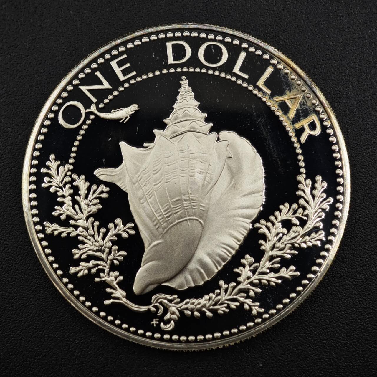 【淘币小摊】实时拍第八百二十二拍   银币套币场   满百包邮可预留二周 每周一统一发货   巴哈马1975年1元海螺精制银币 重18.14克800银 纯银价192