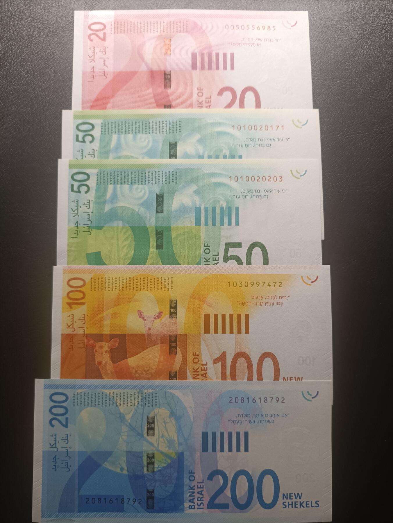 2025十二月第二期，总207期 以色列套钞批量五张UNC