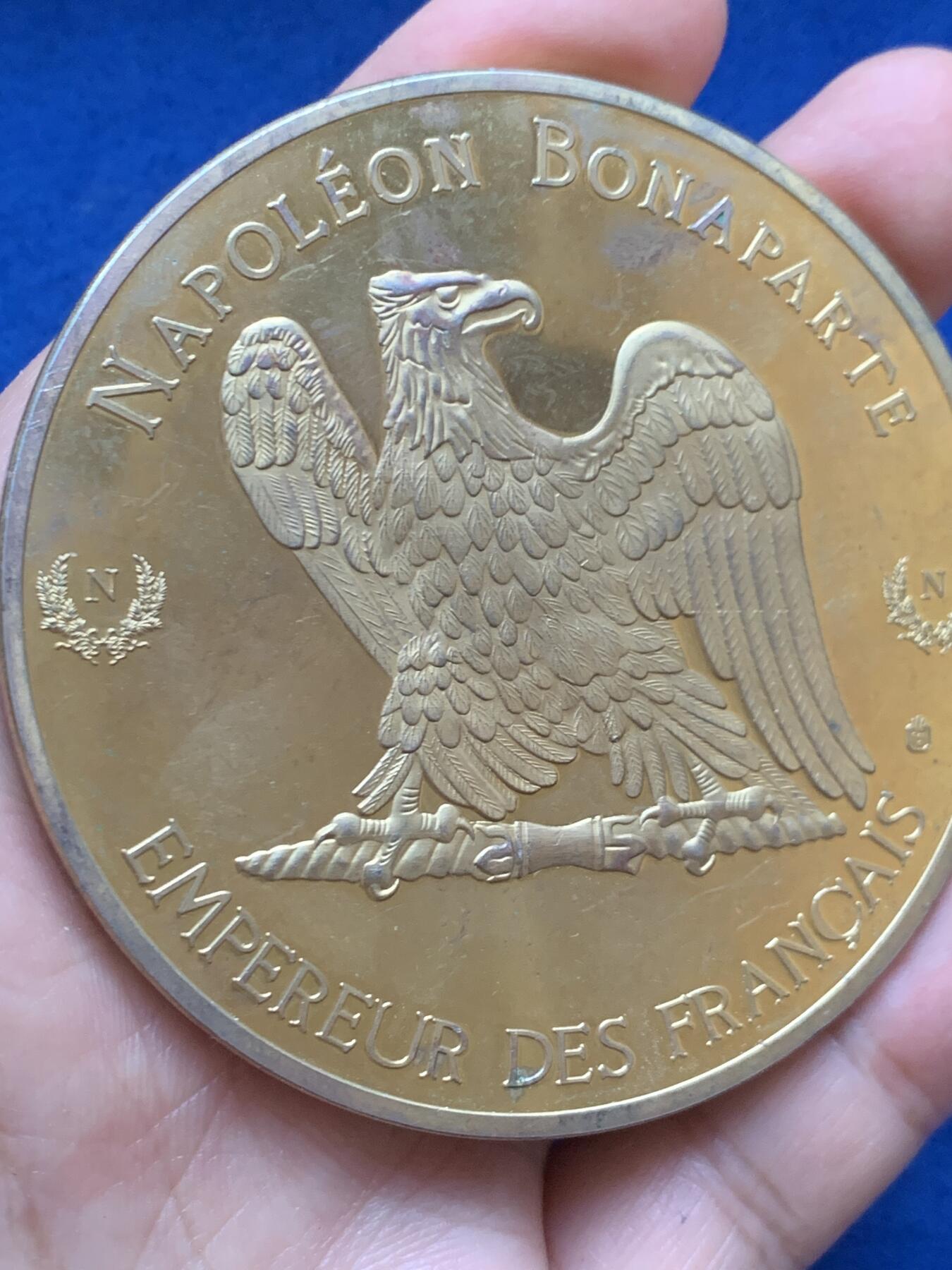 《竞宝斋》第446场 周日，周一，2场连拍 （全场包邮） 法国滑铁卢战役纪念章 120克 69.5mm