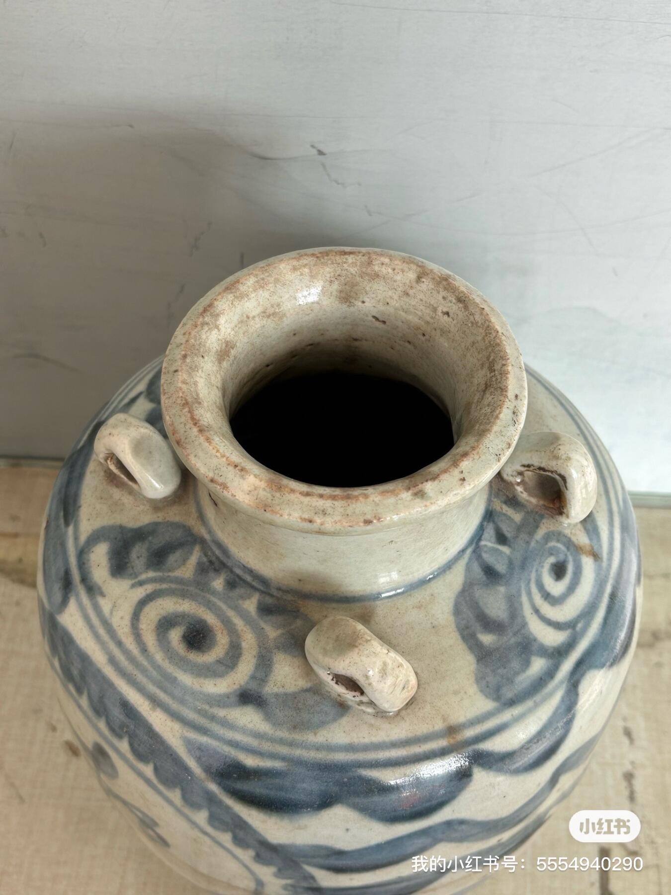 明代青花四系罐实物如图按图发货包邮到家，包老到代