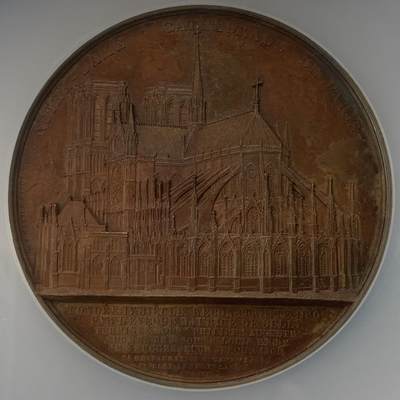 掌中浮雕-藏着的欧洲第045场 - NGC MS62 : 1855年法国巴黎圣母院铜章 ,59mm，大师维纳教堂系列中稀少品种