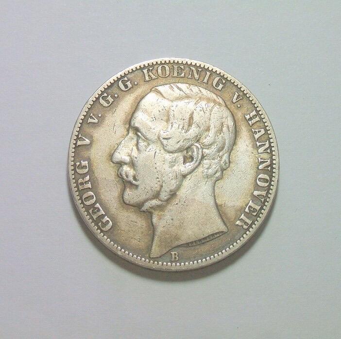 【银】德国汉诺威1866年 乔治五世狮马1泰勒银币 极美品
