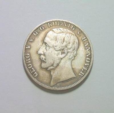 【银】德国汉诺威1866年 乔治五世狮马1泰勒银币 极美品 - 【银】德国汉诺威1866年 乔治五世狮马1泰勒银币 极美品