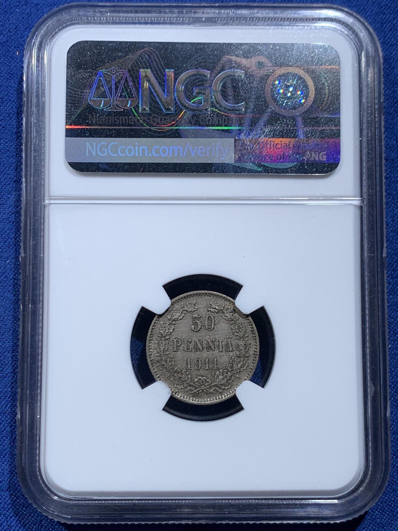 《竞宝斋》第446场 周日，周一，2场连拍 （全场包邮） 三枚一组 NGC MS65/63/62 芬兰1916/1917/1911年25/25/50芬妮银币，包浆各异，值得入手。