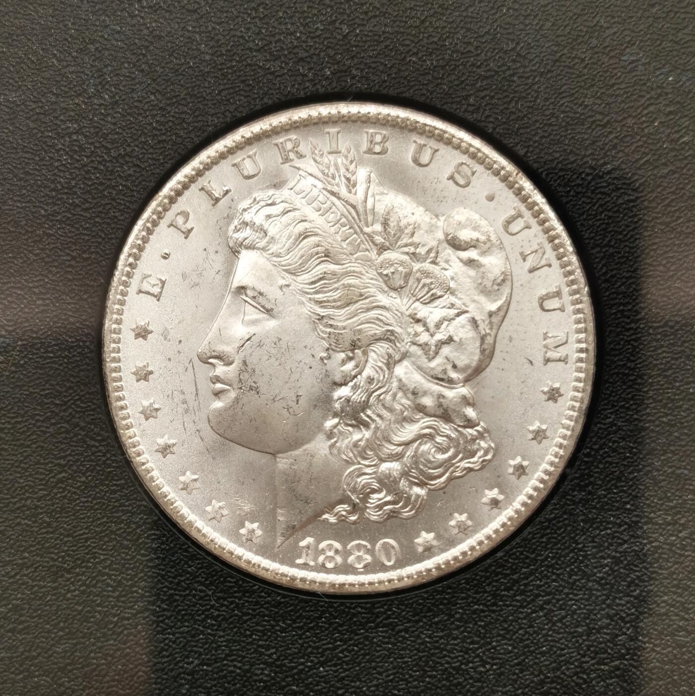 博洋堂藏家专场系列之美国钱币白金之夜专场②暨第152期（全场包邮）  NGC MS64 美国1880 CC 摩根 卡森厂稀有年份 GSA大封装 盒证皆全 麦稀奇所见最高分 品相完美