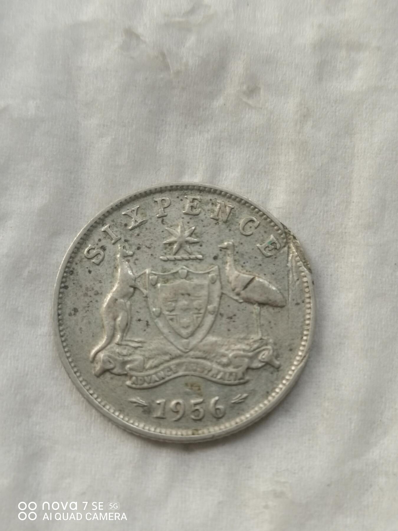 外国银币 56年澳大利亚6便士银币