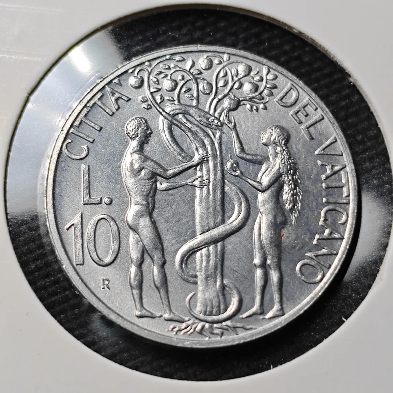 KK钱币收藏小铺 第377期  2月预留时间 周末发货  梵蒂冈10里拉 少见