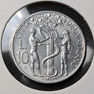 KK钱币收藏小铺 第377期  2月预留时间 周末发货 -  梵蒂冈10里拉 少见