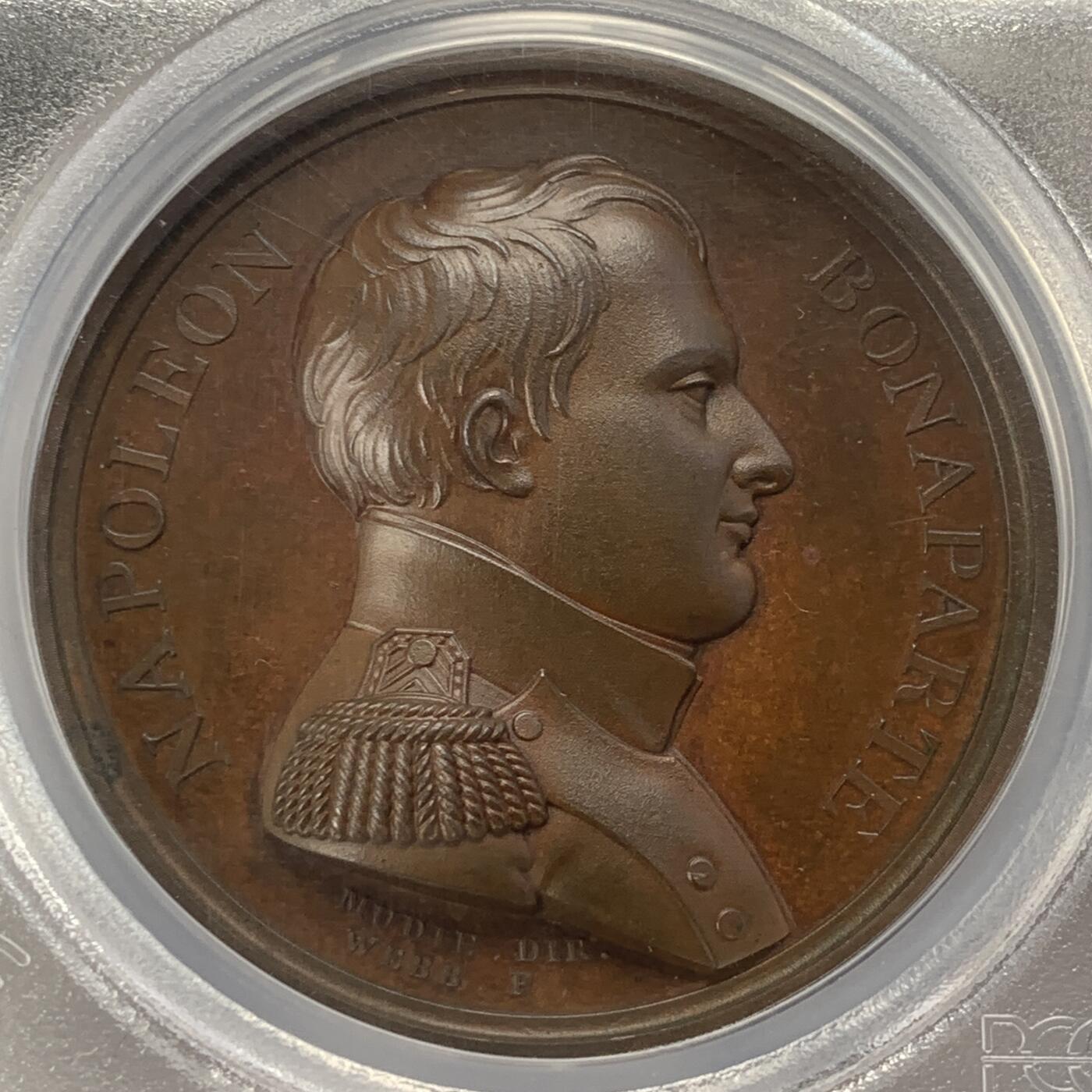 掌中浮雕-藏着的欧洲第045场 PCGS SP64 : 1815年拿破仑于柏勒洛丰号战列舰上投降，41mm