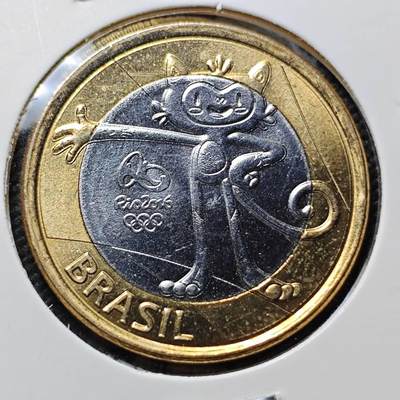 KK钱币收藏小铺 第376期  2月预留时间 周末发货 -  巴西1瑞尔双色币纪念币