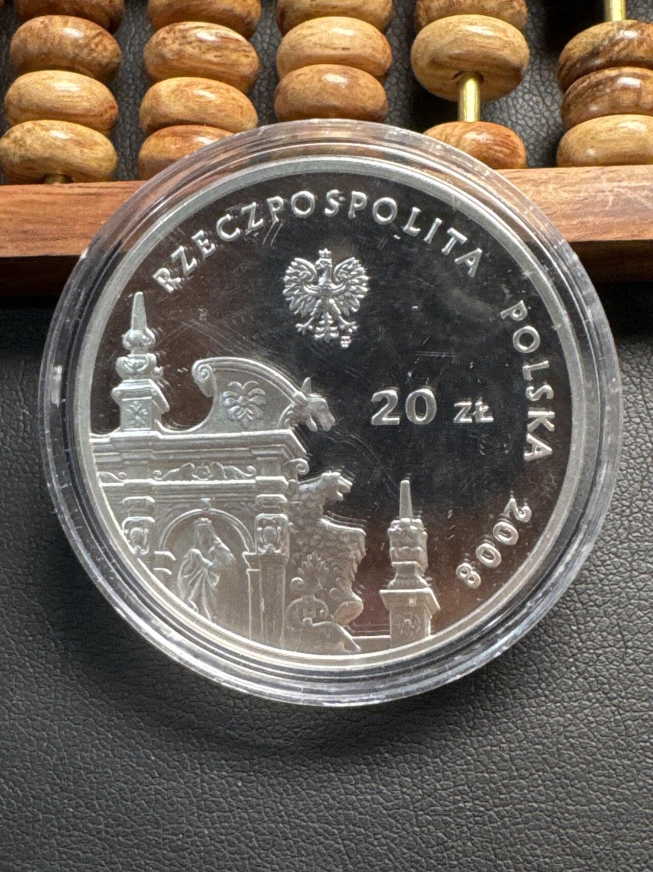 ❤️【币观天下】❤️ 第334期钱币拍卖- 2025.12.12周五晚上6点半场-长期征集拍品 波兰2008年齐米列兹·多尔尼城精制银币，925银，28.28克