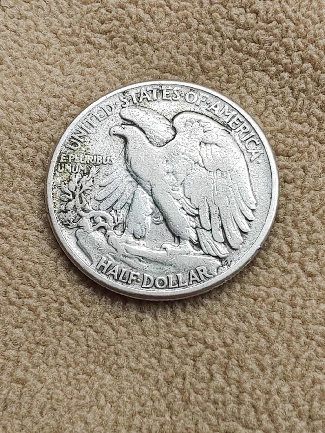 1944年美国白头鹰行走女神半美元银币 硬币 收藏
