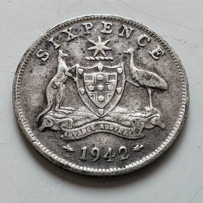 🌹外币初藏🌹🐯2025年第139场  每周二四六晚8️⃣点 接代拍 - 澳大利亚1942年六便士银币