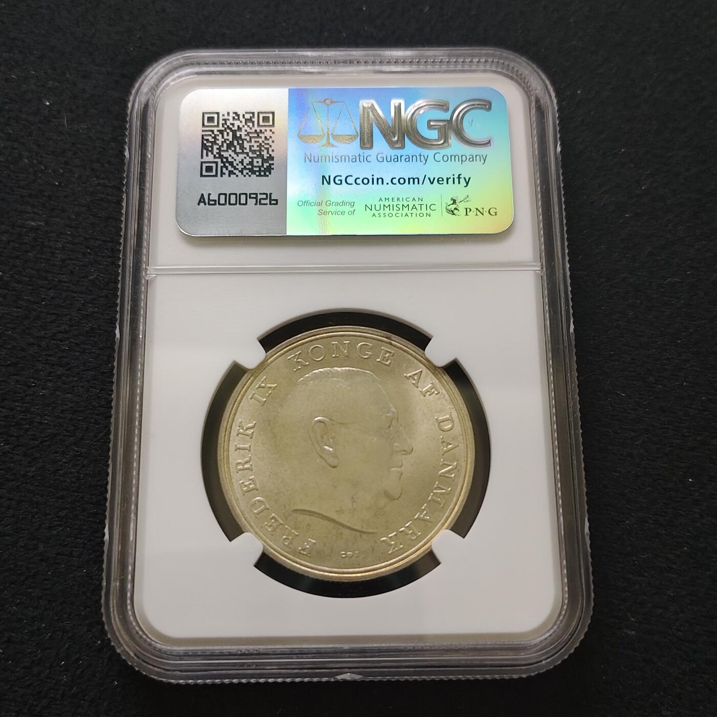 【全场包邮】纯粹捡漏拍485场（免费代拍第22场） 丹麦1964年5克朗安娜公主大婚（33毫米17克）纪念银币-NGC MS65