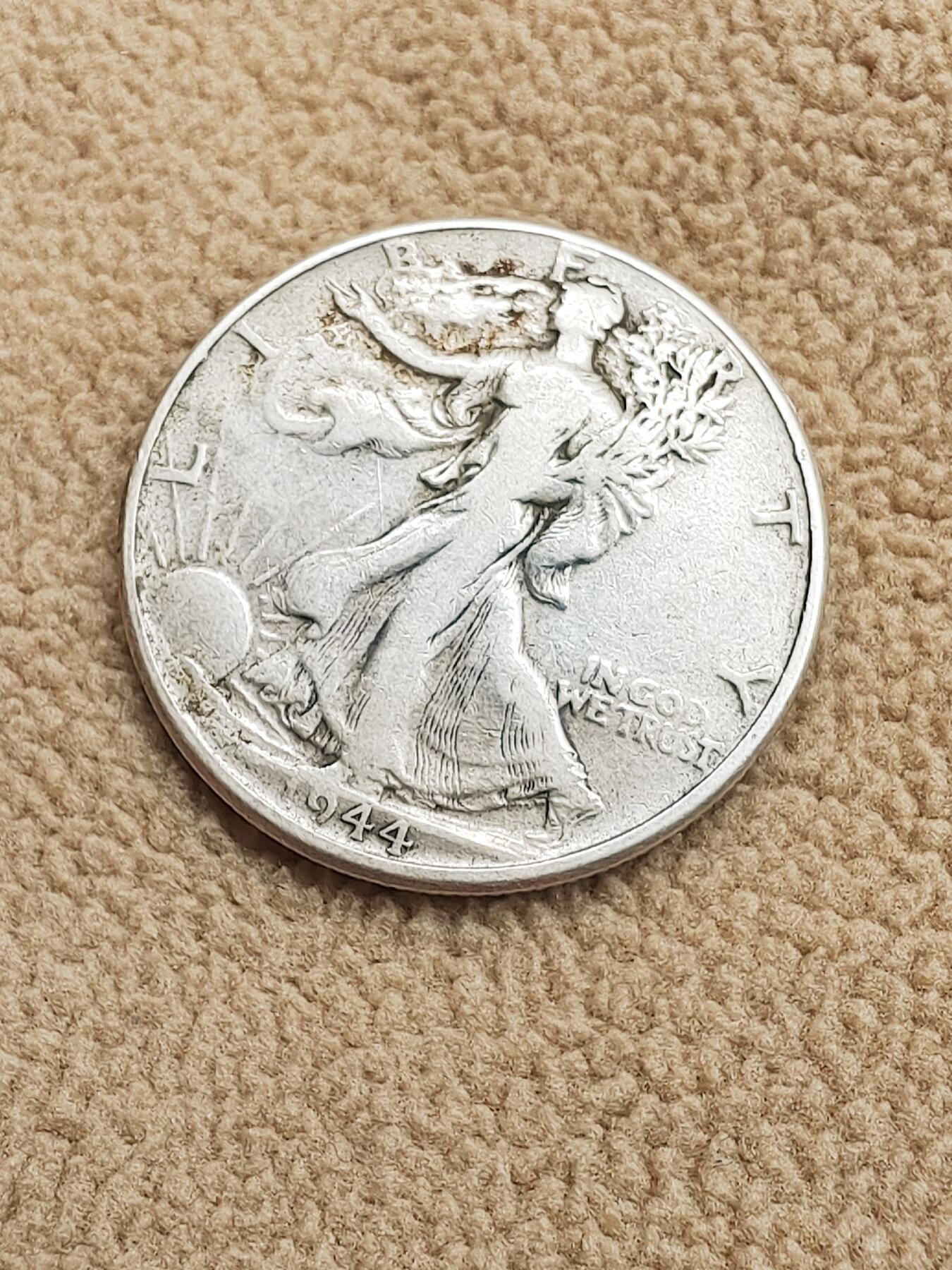 1944年美国白头鹰行走女神半美元银币 硬币 收藏