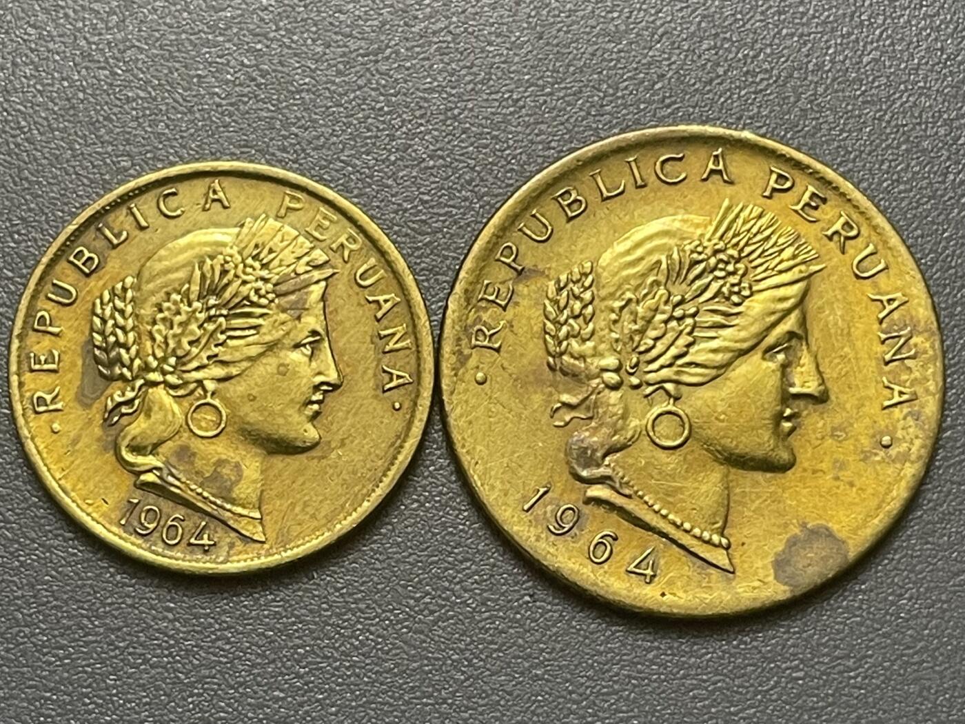 回流1215 秘鲁1964年10、20分 秘鲁女神 秘鲁共和国拟人形象